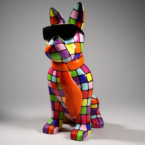 Dog Large Bulldog Figurine with Tie and Glasses - Smartie
