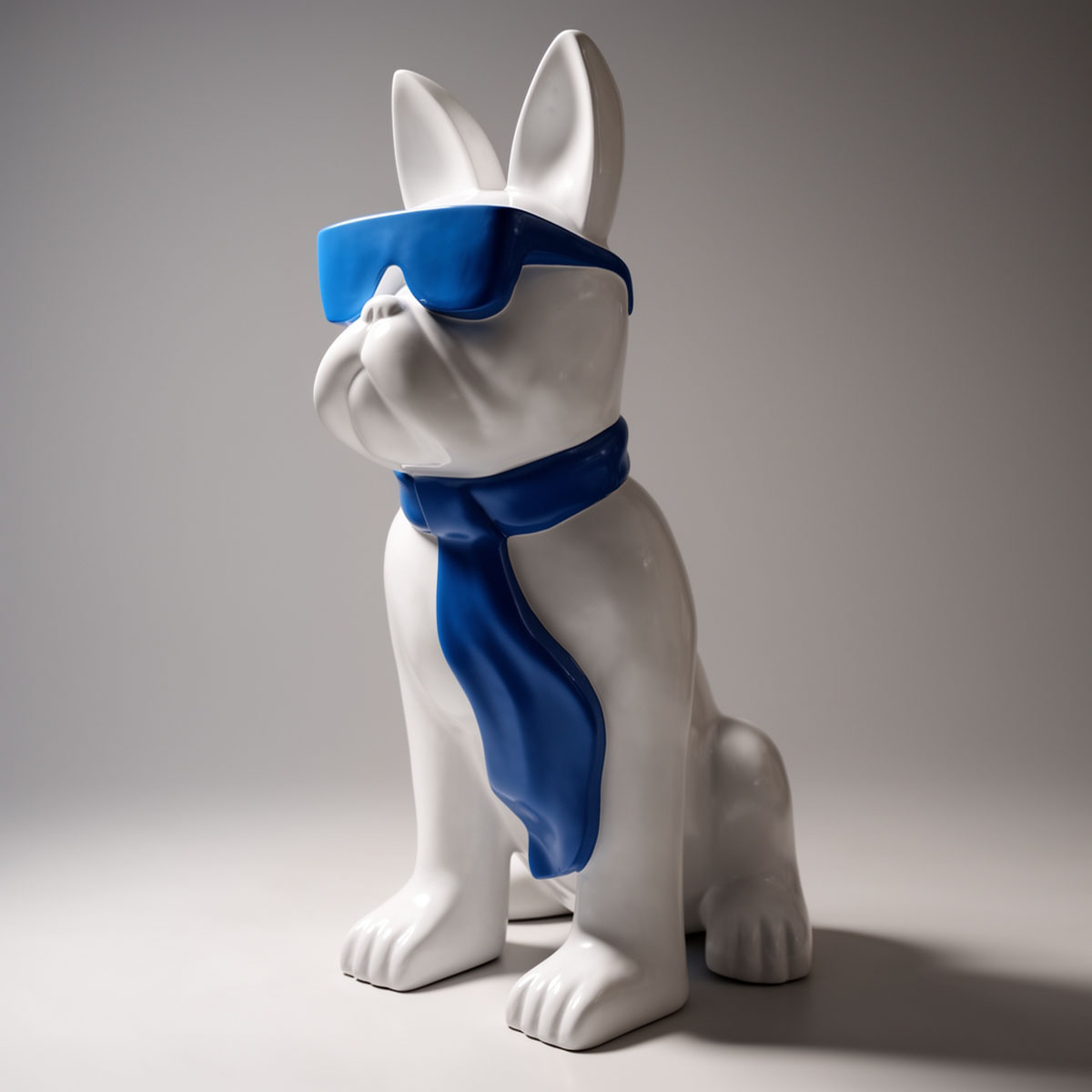 Medium Bulldog Figure with Tie and Glasses - Black and White - Image 5