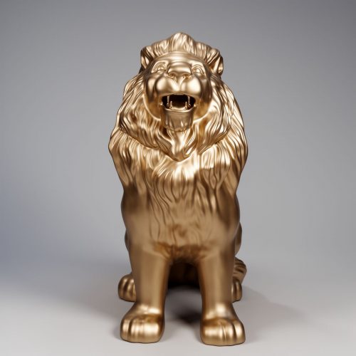 Decorative Sitting Lion Figure - Gold