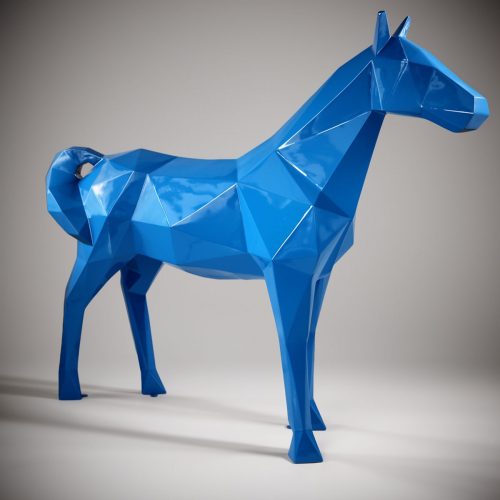 Large geometric horse made of laminate - blue