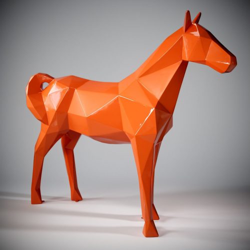 Large geometric horse made of laminate - orange