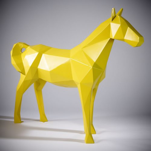 Large geometric horse made of laminate - yellow
