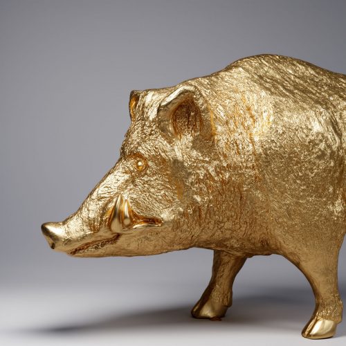 Life-Size Golden Wild Boar