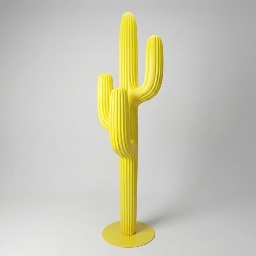fiberglass figure cactus in bright yellow with ribbed modern style for decoration or retail display