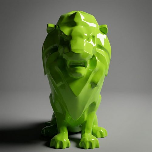 Artistic Figure Large Modern Lion - Metallic