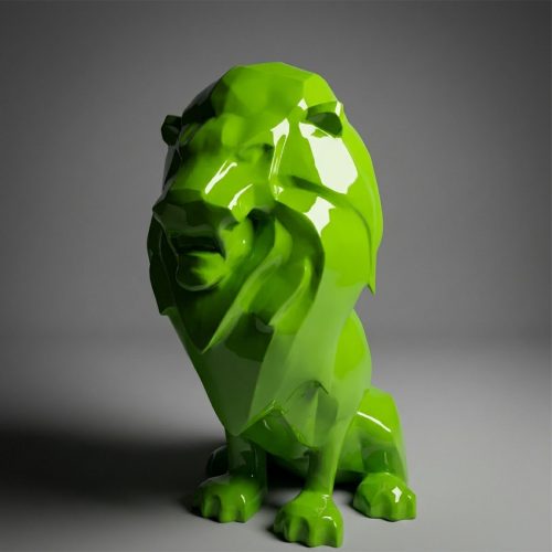 Artistic Figure Large Modern Lion - Metallic