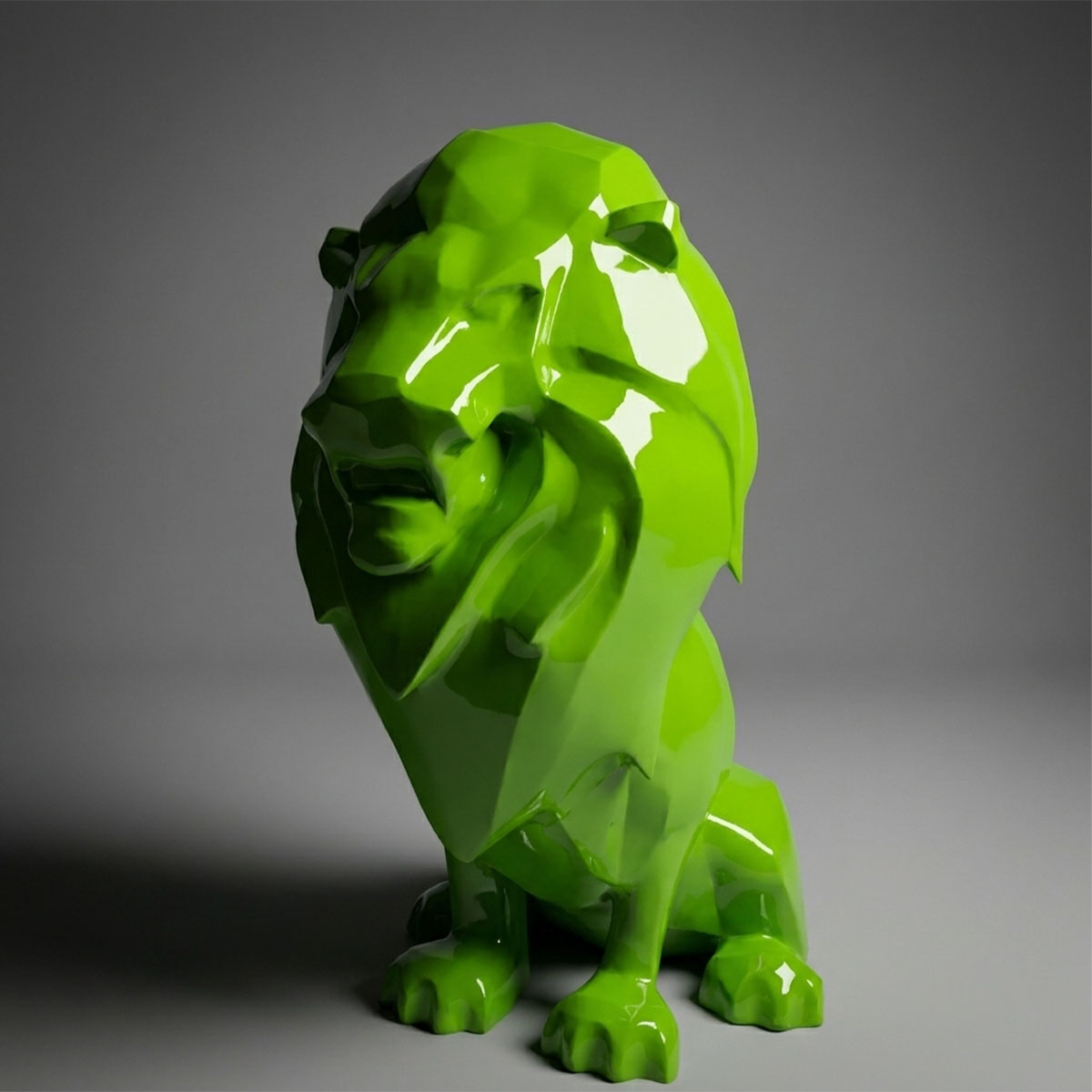 Artistic Figure Large Modern Lion - Metallic - Image 2
