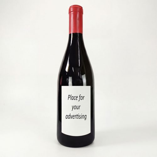 figure wine bottle sculpture in glossy black fiberglass with red top, minimalist advertising prop for retail or events