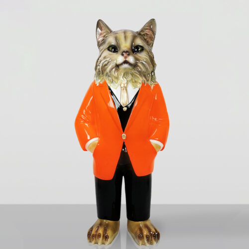 Decorative Figure of a Standing Cat in a Suit