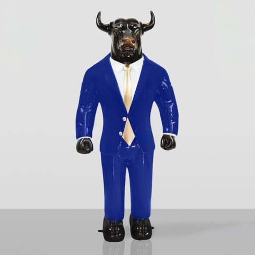 Decorative Figure of a Standing Bull in a Suit