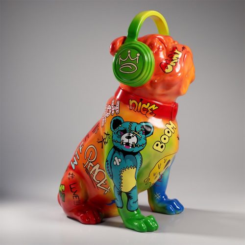 Bulldog with Headphones - Pop Art