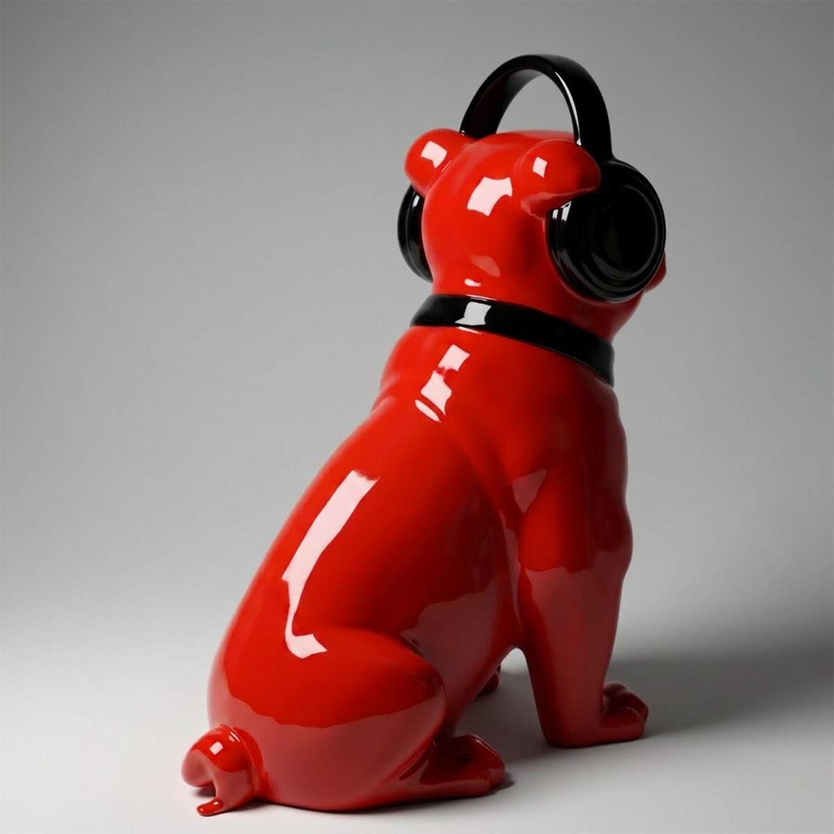 Bulldog with Headphones - Red - Image 3