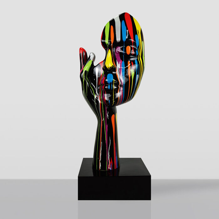 Large Mask with Hand on Base - Black Trash