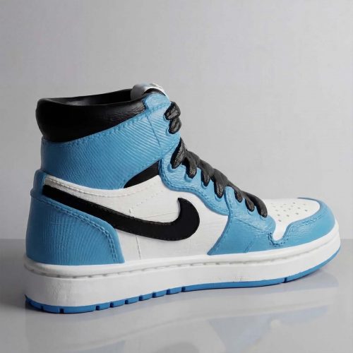 figure sneaker in blue white and black fiberglass with realistic high-top style for advertising or interior display