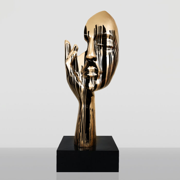 Large Mask with Hand on Base – Golden Trash