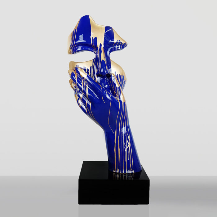 Large Mask on Stand – Blue / Golden Trash
