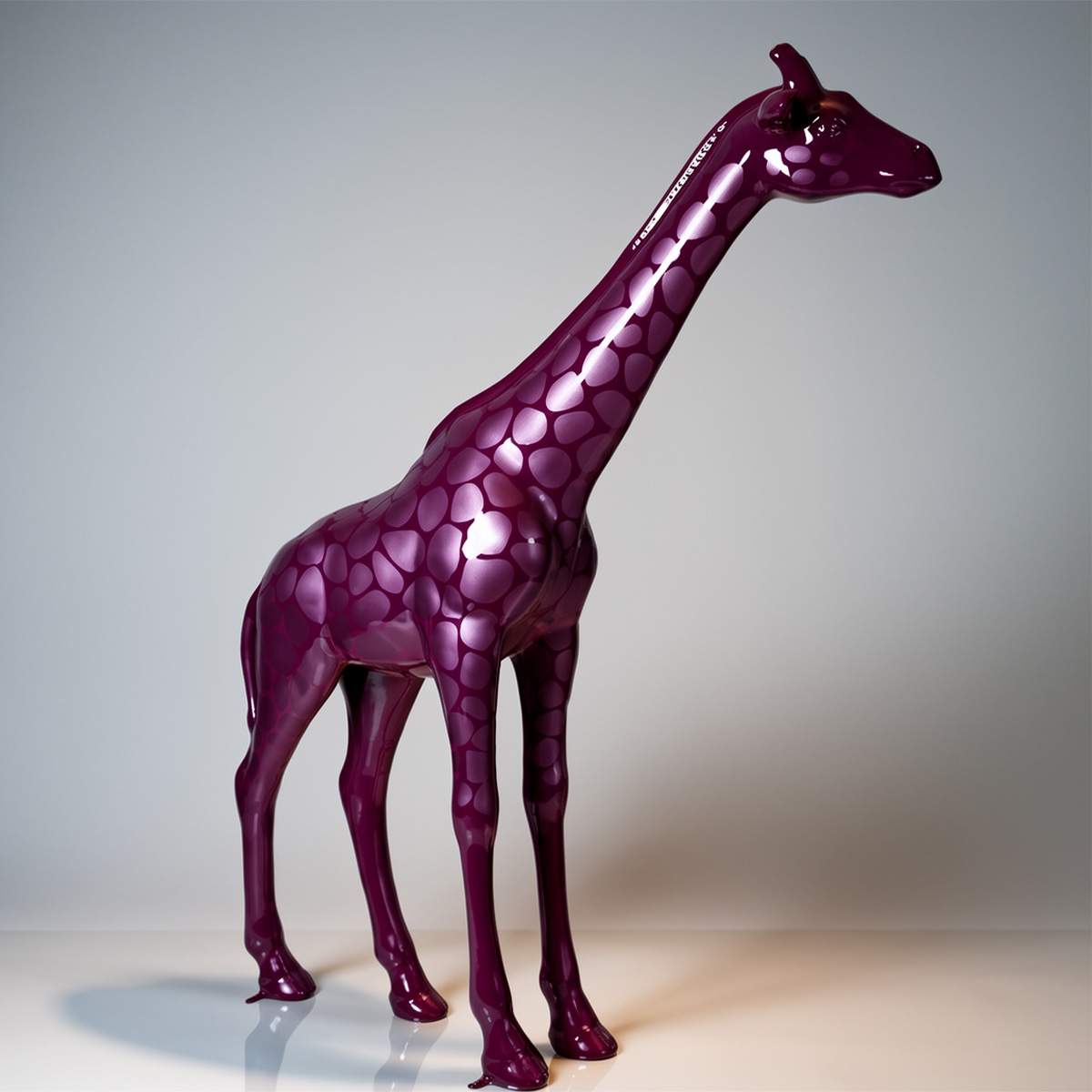 Large Life-Size Giraffe Figure – Purple Spots