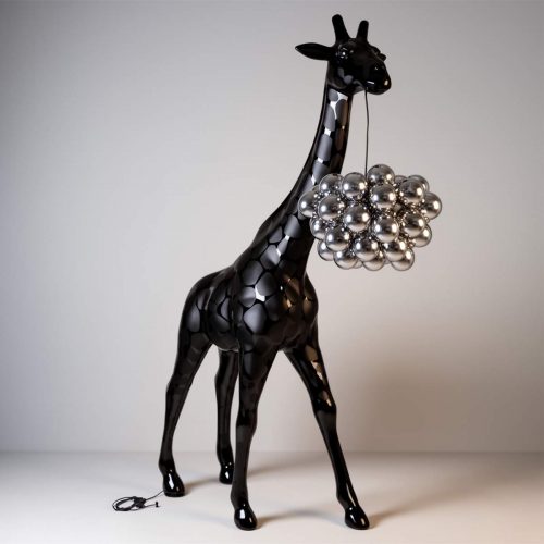 Large Giraffe 230cm Lamp – Black Version with Spots