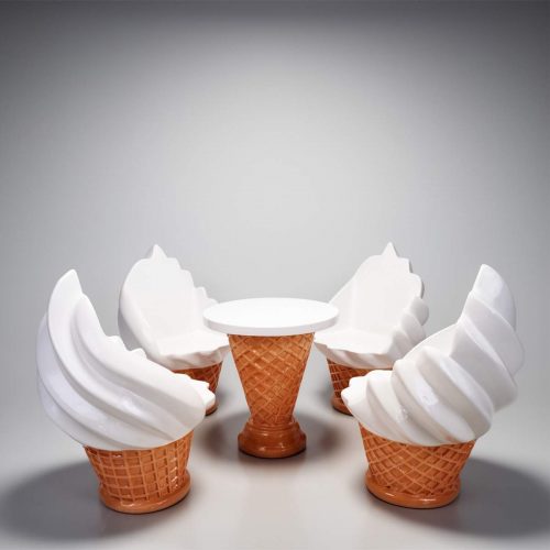 Ice cream shop furniture set – waffle cone table + ice cream chairs