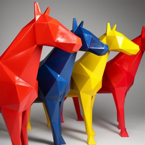 Fiberglass geometric horse large statue
