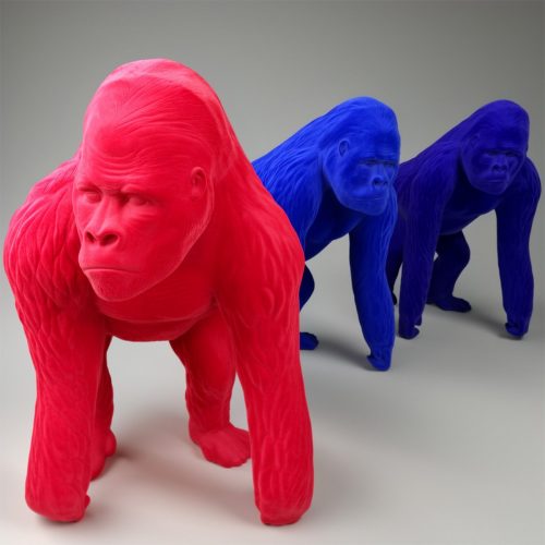 Large 3D flocked fiberglass gorilla figure