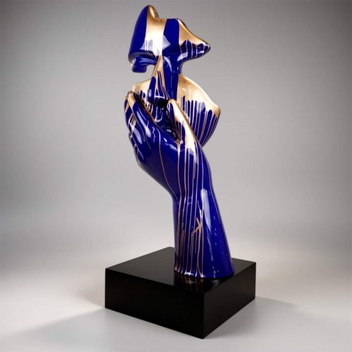 Large Mask on Stand – Blue / Golden Trash