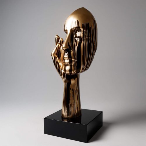 Large Mask with Hand on Base – Golden Trash