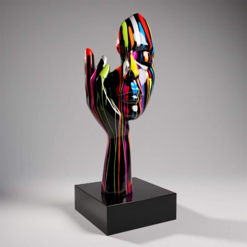 Large Mask with Hand on Base - Black Trash