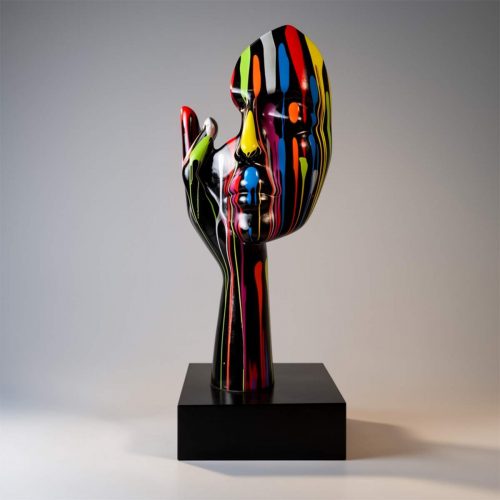 Large Mask with Hand on Base - Black Trash