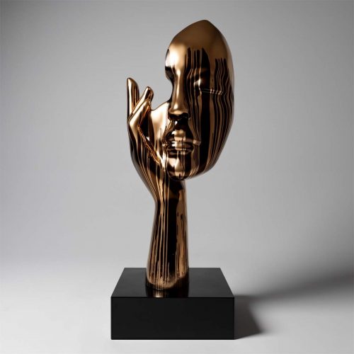 Large Mask with Hand on Base – Golden Trash
