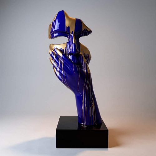 Large Mask on Stand – Blue / Golden Trash