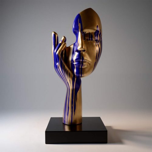 Medium-Sized 120CM Blue Mask on Stand - Golden Trash