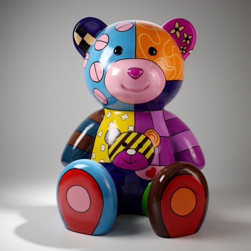 Large Sitting Teddy Bear - Hand-Painted