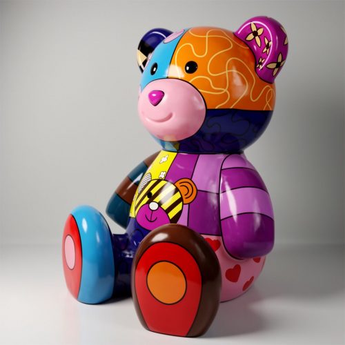 Large Sitting Teddy Bear - Hand-Painted