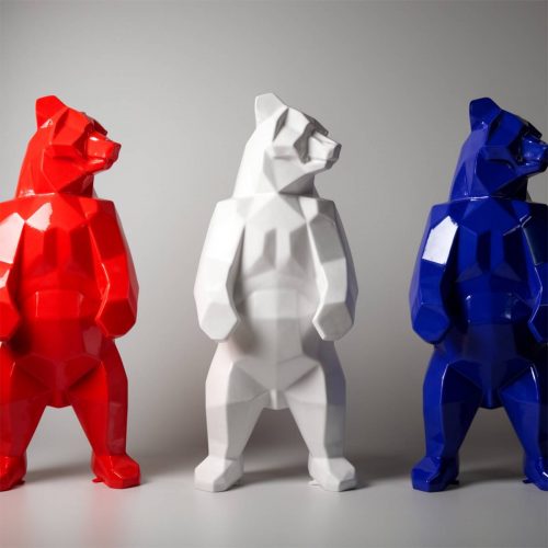 Large Bear Figure Square - Red