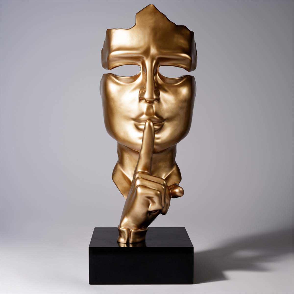 Large Decorative Mask on Base Gold Figure - Image 2
