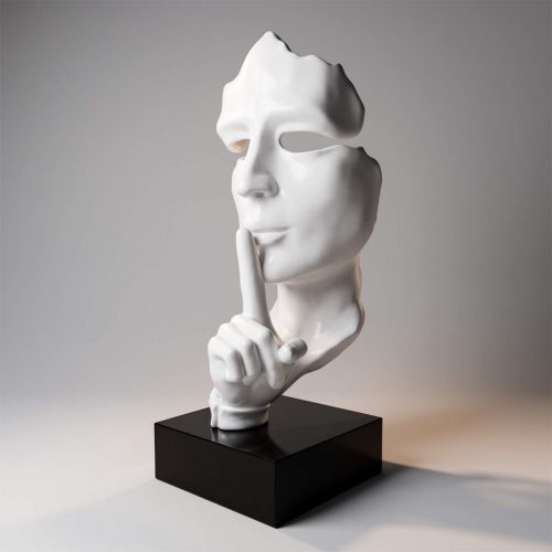 Large mask on base – white