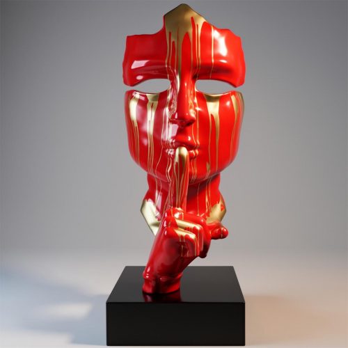 Large Mask on Base - Red / Golden Trash
