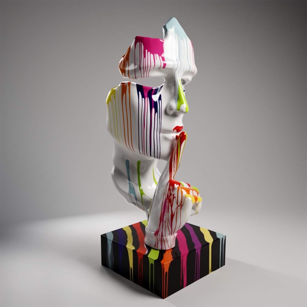 Large Decorative Mask on Base Trash Figure - Image 2