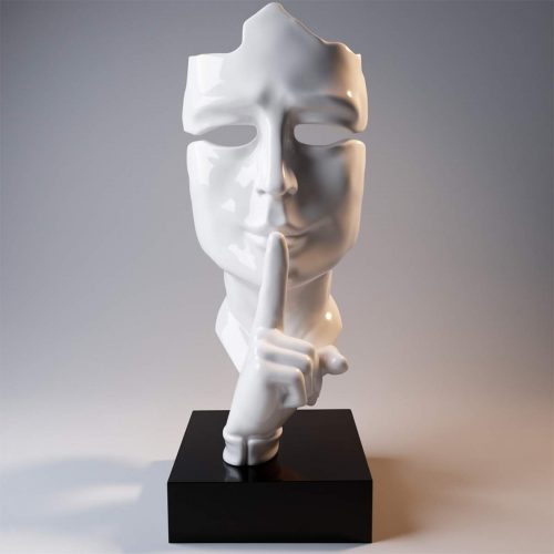 Large mask on base – white