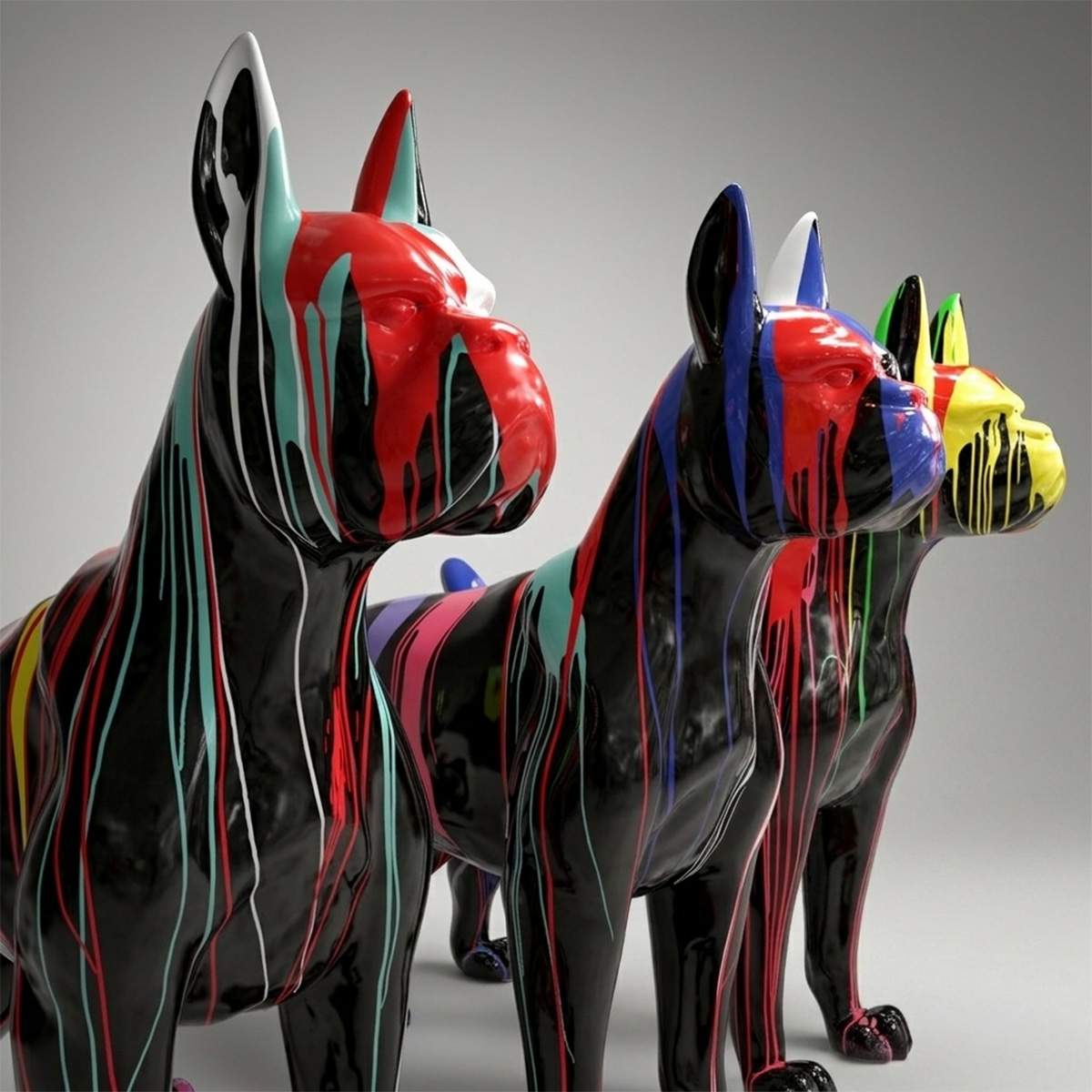 Large Decorative Bokser Multicolor Figure