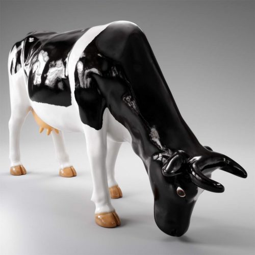 Large Fiberglass Cow Figure with Head Down