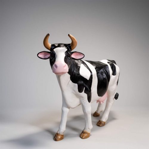 Fiberglass cow life size figure - Natural Color.