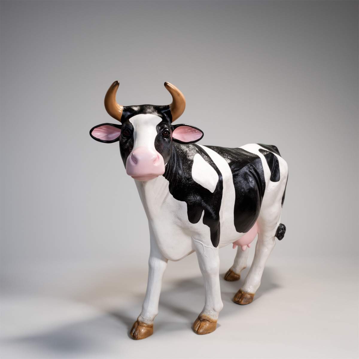Fiberglass cow life size figure - Natural Color.