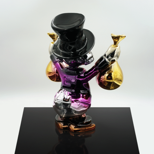 Decorative Figure – Mini Scrooge McDuck with Money Bags in Chrome
