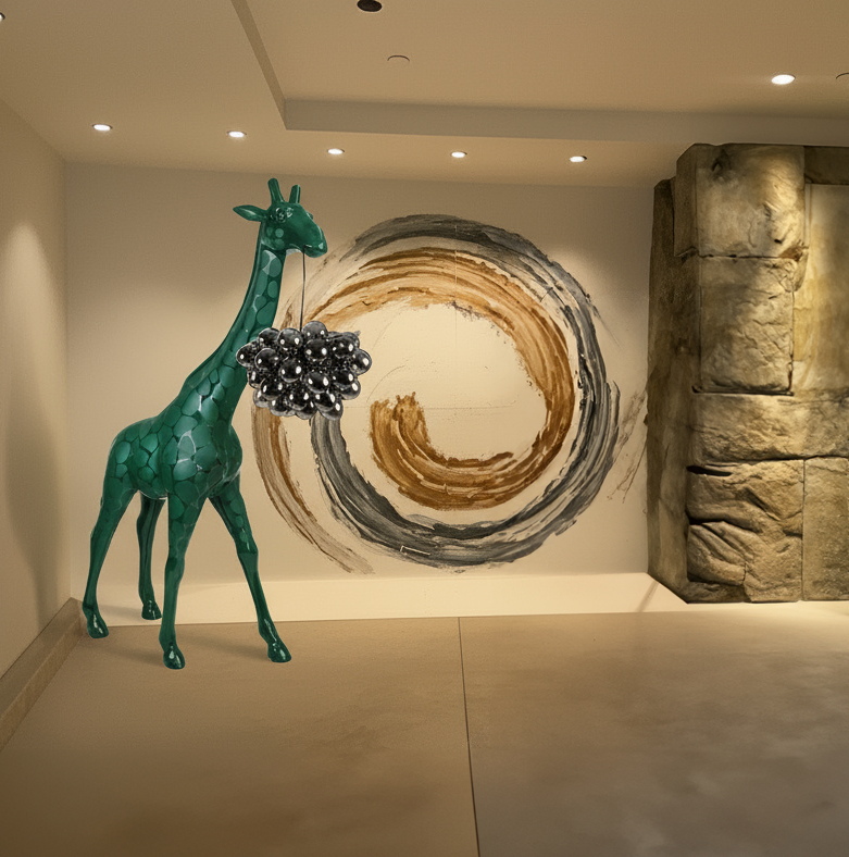 Large Giraffe 230cm Lamp – Green Version with Spots 1 Large Giraffe 230cm Lamp – Green Version with Spots