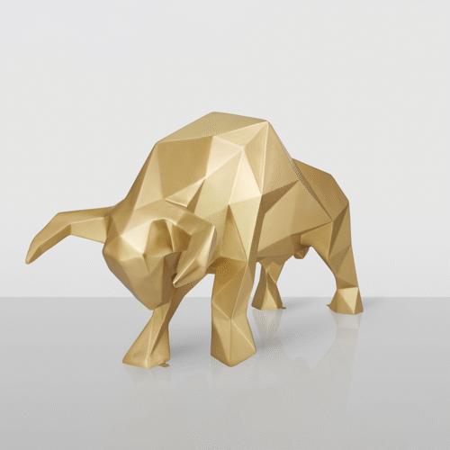 Large Figure – Golden Low Polly Bull