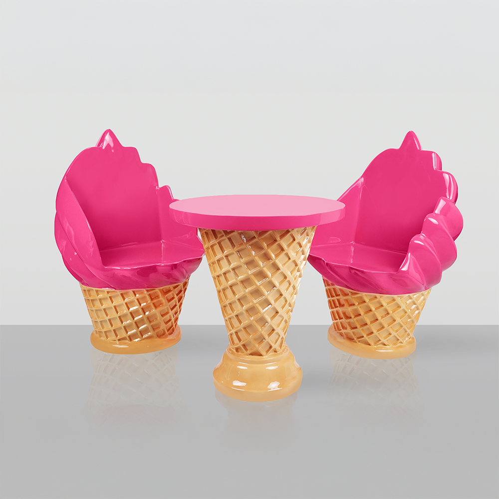 Ice cream shop furniture set – waffle cone table + ice cream chairs 2 Ice cream shop furniture set – waffle cone table + ice cream chairs - Image 2