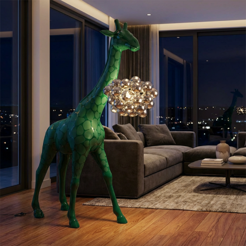 Large Giraffe 230cm Lamp – Green Version with Spots