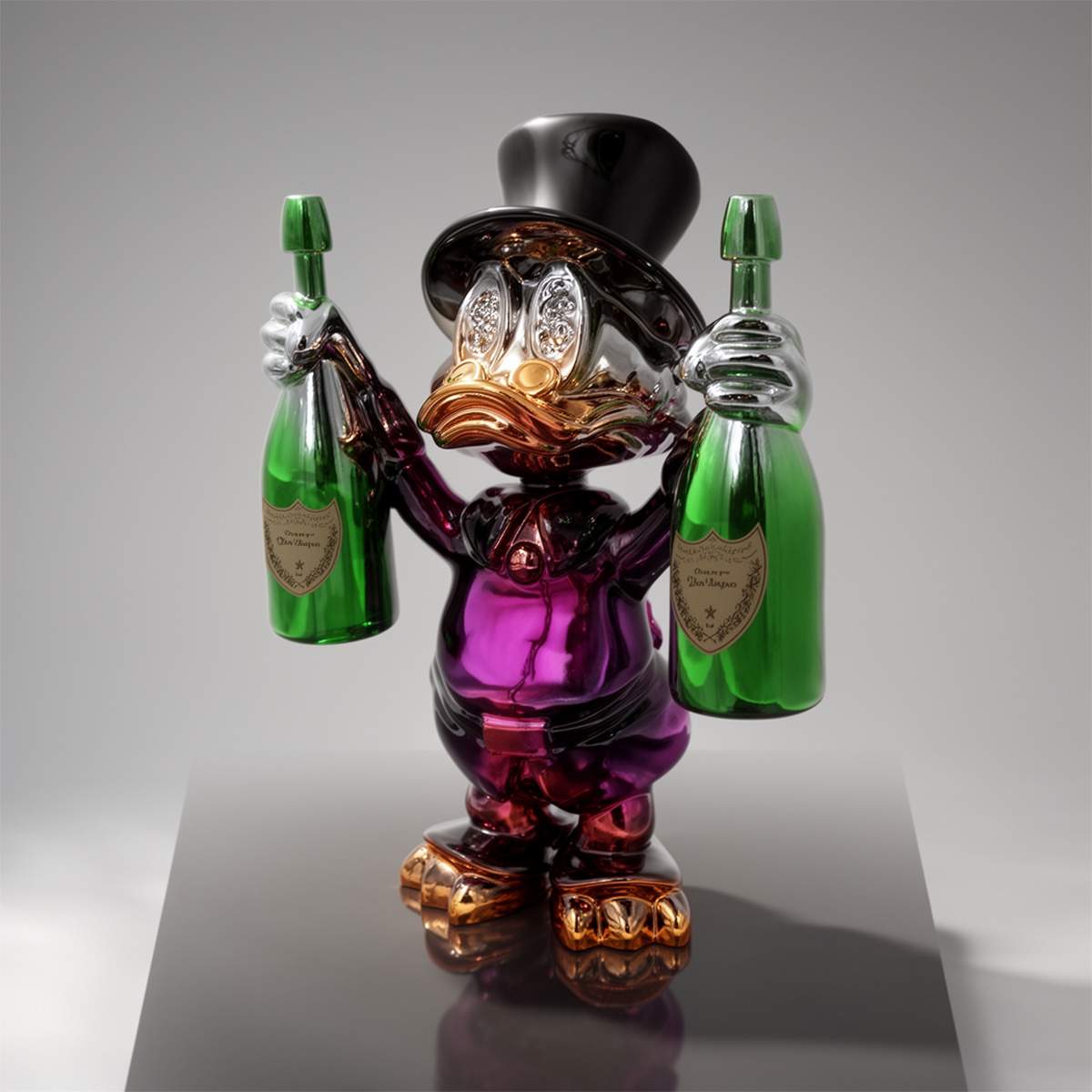 Decorative Figure – Mini Scrooge McDuck in Chrome - Image 4